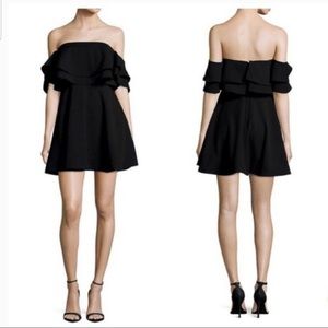 Keepsake The Label Strapless Serenity Ruffled Mini Dress Black Size Small